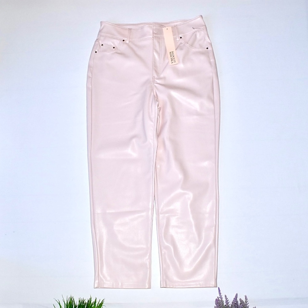 New! $138 Badgley Mischka Women Butter Soft Vegan Leather Pants Lilac Size 10